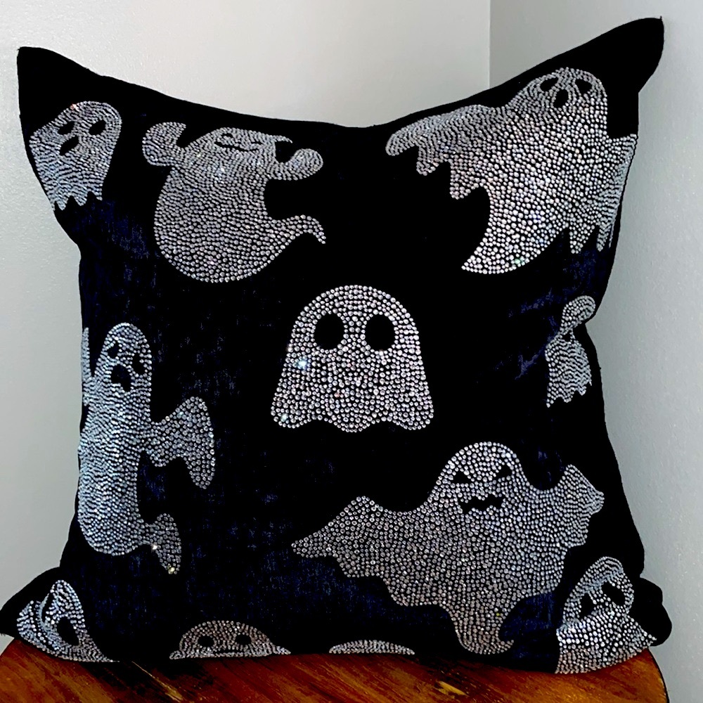 Adorable & Rich Black Soft, plump accent pillow! Sparkles with silver beads! - Picture 10 of 12